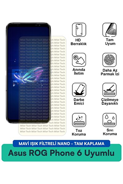 Milat Tech طبقة حماية للشاشة من النانو لهاتف Asus ROG Phone 6 مع فلتر الضوء ا...