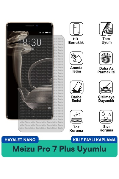 Milat Tech حافظة Meizu Pro 7 Plus Hayalet Nano متوافقة مع طبقة حماية الخصوصية...