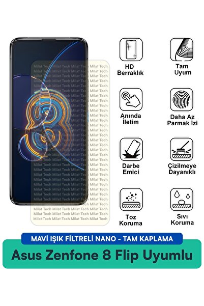Milat Tech فيلم حماية شاشة نانو مع فلتر الضوء الأزرق لهاتف Asus Zenfone 8 Fli...