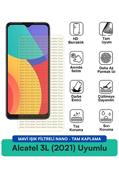 Milat Tech فيلم حماية شاشة نانو لجهاز Alcatel 3L (2021) مع فلتر الضوء الأزرق ...