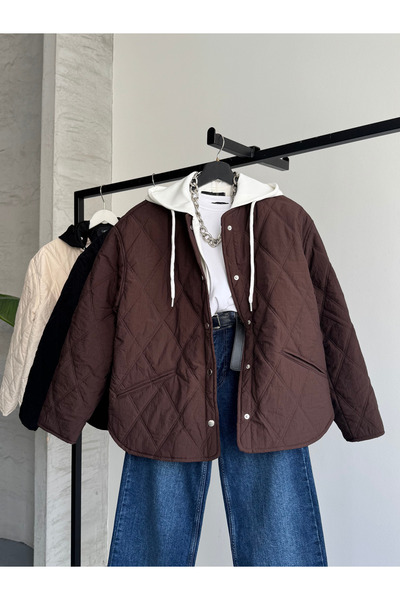 FERZOLAİO Hooded Brown Quilted Jacket