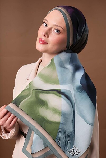 Levidor Turquoise Fragmented Pattern Aura Scarf