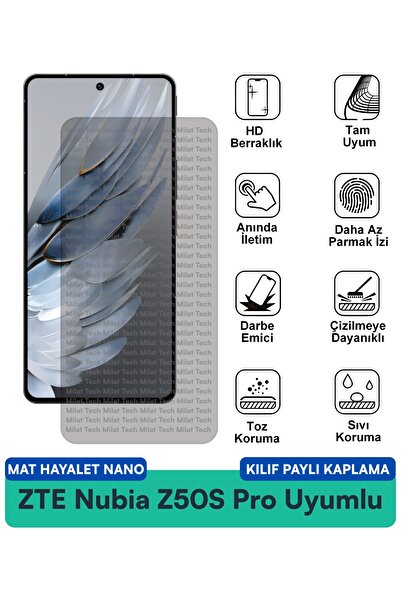 Milat Tech حافظة ZTE Nubia Z50S Pro Mat Hayalet Nano متوافقة مع طبقة حماية ال...