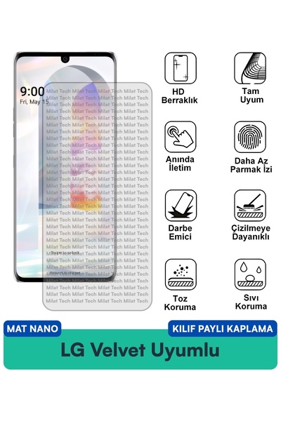 Milat Tech حافظة LG Velvet Matte Nano متوافقة مع فيلم حماية الشاشة المقاوم لل...