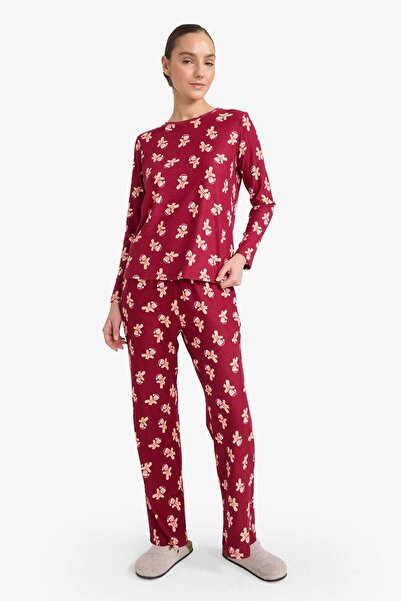 DeFacto Pajama Set Regular Fit Patterned Long Sleeve Top Long Bottom G5776Ax25Au