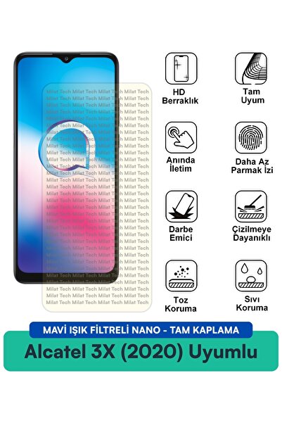 Milat Tech فيلم حماية للشاشة من النيون من أجل هاتف Alcatel 3X (2020) مقاوم لل...