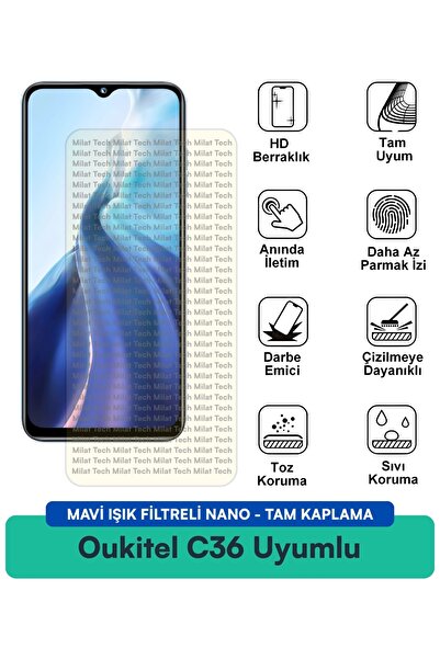 Milat Tech طبقة حماية للشاشة من Oukitel C36 مع فلتر الضوء الأزرق، مقاومة للخد...