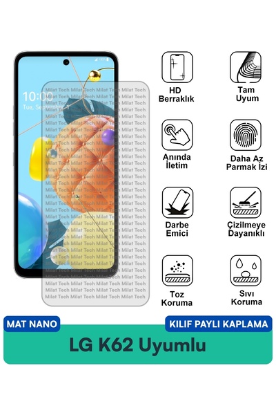 Milat Tech غطاء حماية نانو متوافق مع هاتف LG K62 مع طبقة حماية للشاشة مقاومة ...