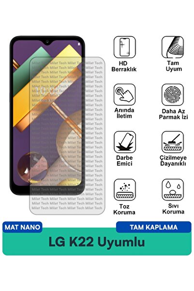 Milat Tech طبقة حماية شاشة LG K22 مات نانو مضادة للخدش ومضادة لبصمات الأصابع ...