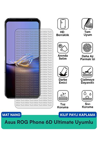 Milat Tech حافظة Asus ROG Phone 6D Mat Nano متوافقة مع طبقة حماية الشاشة تمنع...