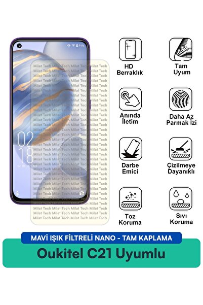 Milat Tech Oukitel C21 Nano Screen Protector Film with Blue Light Filter Anti...