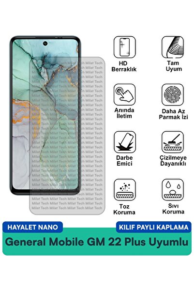 Milat Tech حافظة جنرال موبايل GM 22 Plus Hayalet Nano متوافقة مع طبقة حماية ا...