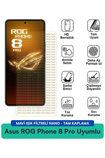 Milat Tech طبقة حماية للشاشة من النانو لهاتف Asus ROG Phone 8 Pro مع فلتر الض...