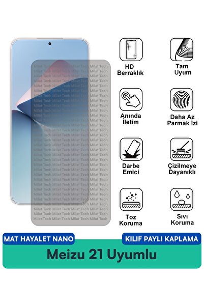 Milat Tech حافظة Meizu 21 Matte Ghost Nano متوافقة مع فيلم حماية الشاشة، حماي...