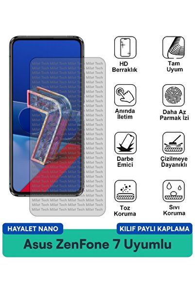 Milat Tech حافظة Asus ZenFone 7 Hayalet Nano متوافقة مع طبقة حماية الشاشة الم...