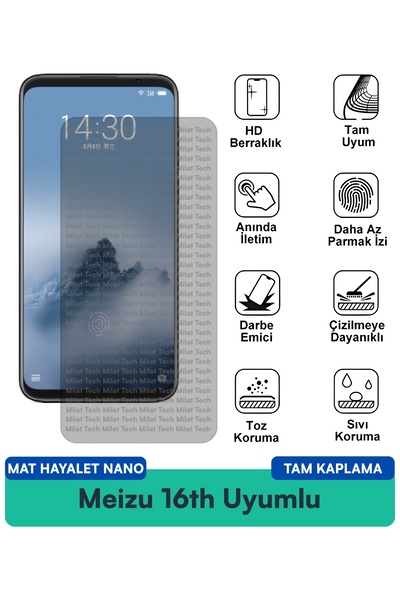 Milat Tech فيلم حماية الشاشة Meizu 16th Matte Ghost Nano يقلل من الانعكاس ولا...