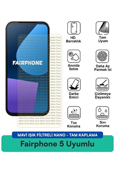 Milat Tech فيلم حماية شاشة نانو مع فلتر الضوء الأزرق من Fairphone 5 يحمي من ا...