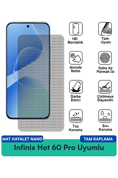 Milat Tech فيلم حماية الشاشة إنفينيكس هوت 60 برو مات هايتل نانو مقاوم للخدوش ...