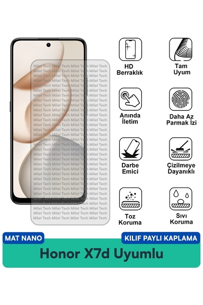 Milat Tech حافظة Honor X7d مات نانو متوافقة مع طبقة حماية الشاشة، صديقة للعين...