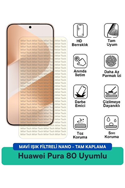 Milat Tech فيلم حماية شاشة نانو من هواوي بورا 80 مزود بفلتر الضوء الأزرق مقاو...