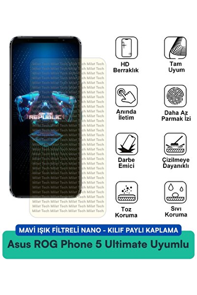 Milat Tech حافظة نانو متوافقة مع هاتف Asus ROG Phone 5 مع فلتر الضوء الأزرق، ...