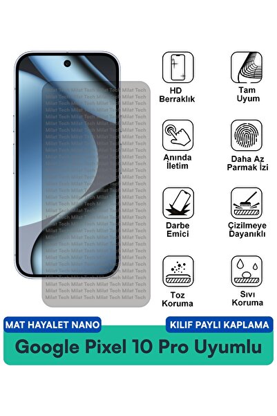 Milat Tech غطاء حماية نانو متوافق مع هاتف جوجل بيكسل 10 برو مات هايت، فيلم حم...