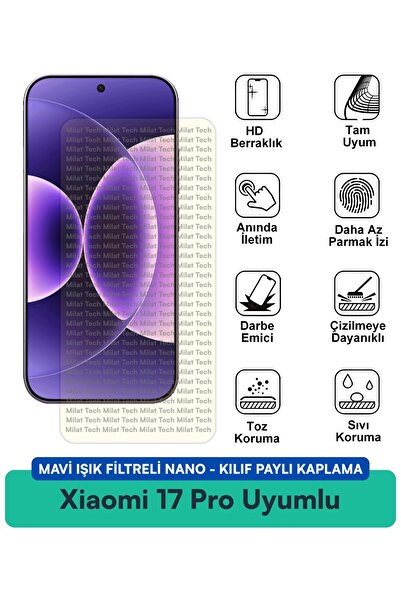Milat Tech حافظة نانو متوافقة مع هاتف Xiaomi 17 Pro Max مع فلتر الضوء الأزرق ...