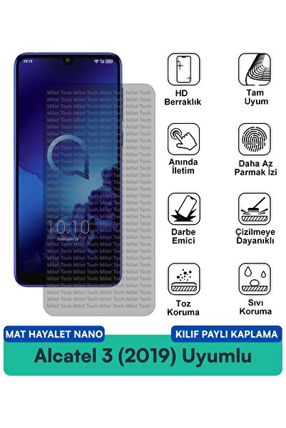 Milat Tech فيلم حماية للشاشة متوافق مع حافظة Alcatel 3 (2019) Matte Ghost Nan...