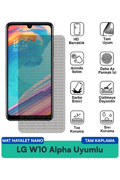 Milat Tech واقي شاشة LG W10 Alpha Mat Hayalet Nano مقاوم للخدوش والصدمات