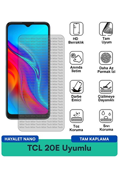 Milat Tech طبقة حماية للشاشة من TCL 20E Hayalet Nano مقاومة للبقع وبدون بصمات...