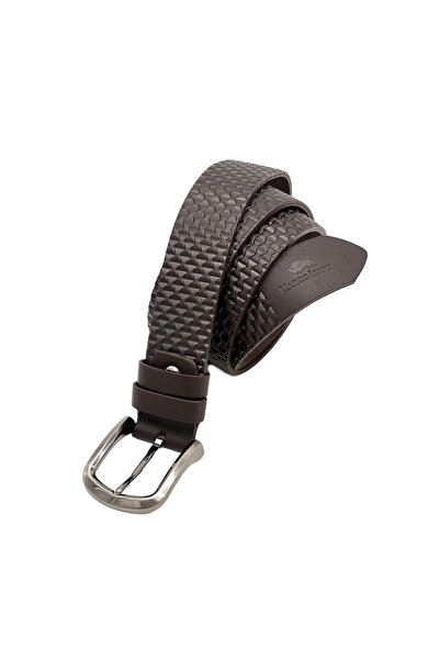 Micutz Men's belt made of 100% natural leather, 4 cm wide, Dark brown, Marco Lucci, Size 110 cm (46)