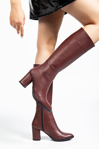 Zerenyus Zri̇n-4422 Premium Pointed Toe Heeled Zippered Boots