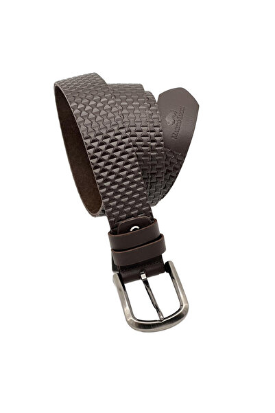 Micutz Men's belt made of 100% natural leather, 4 cm wide, Dark brown, Marco Lucci, Size 110 cm (46)