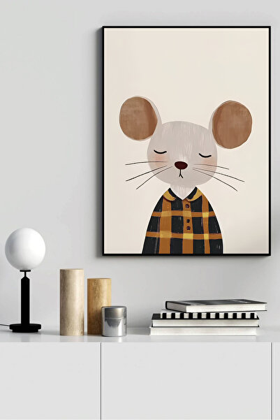 seninürünün Sevimli Karikatür Hayvanlar - Gerçek Cama Baskı Siyah Alüminyum M...