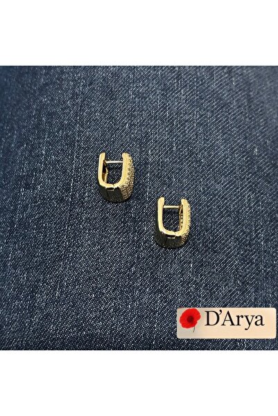 Darya Dd633 Gold Micro Stone Thick Model Earrings – Sparkling Rectangular Shape