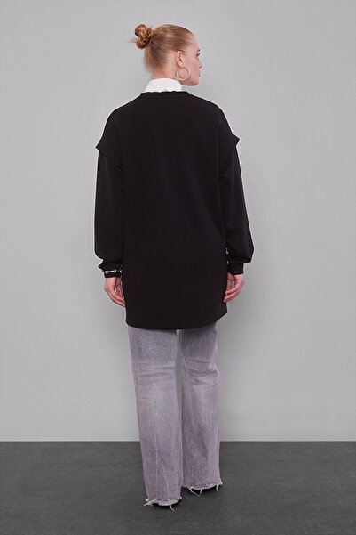 Levidor Μαύρο φούτερ με λεπτομέρεια στον ώμο