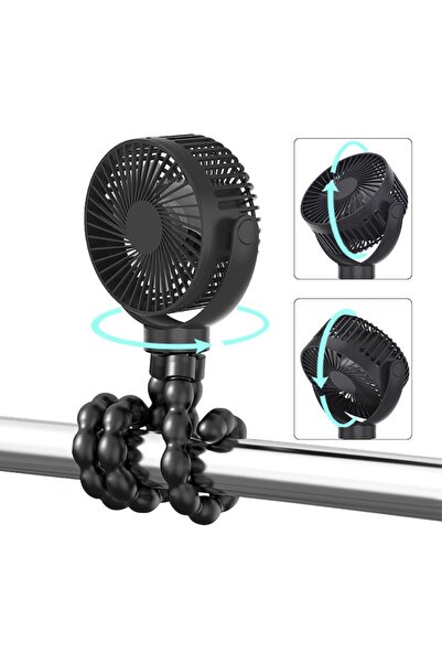 OEM Portable fan with 3 speeds, flexible arms, USB rechargeable, desk mount, crib