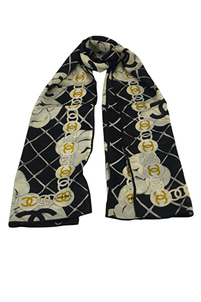 PİRAMİT Vual Silk Shawl Black Cream Plaid Pattern