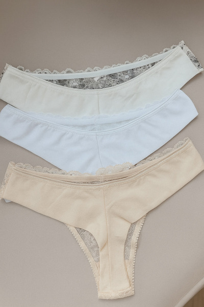 YOYYO Γυναικεία εσώρουχα 2 τεμαχίων σε μπεζ - μαύρο βαμβακερό δαντέλα Γυναικεία εσώρουχα Εσώρουχα Πλυντήριο