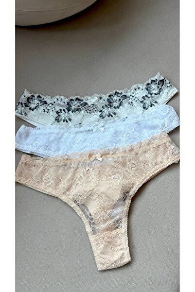 YOYYO Γυναικεία εσώρουχα 3 τεμαχίων με δαντέλα από τούλι Γυναικεία εσώρουχα κ...