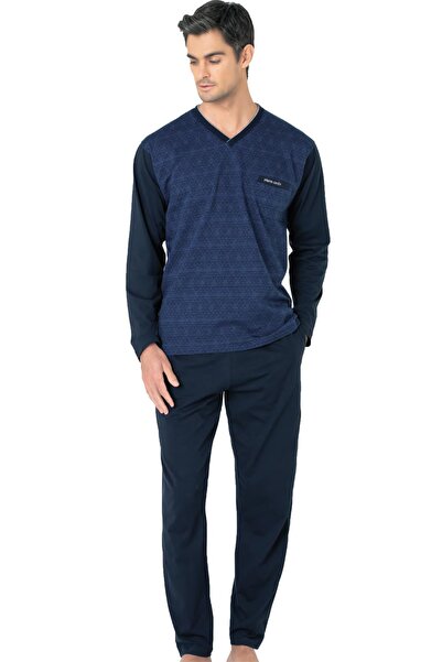 Pierre Cardin 100% cotton jacquard boxed v-neck men's pajama set