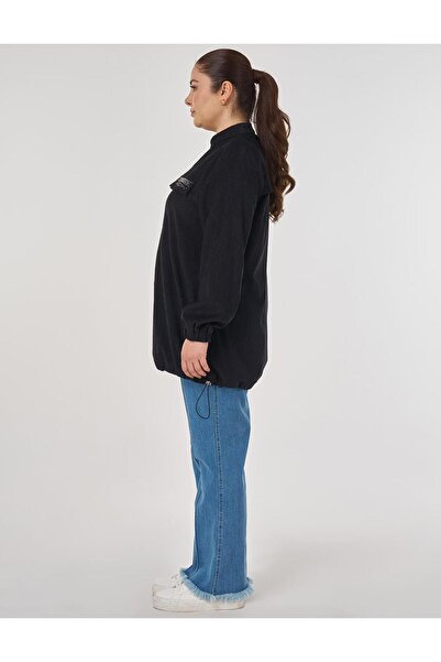 Kayra Sweatshirt with Cap Pocket Detail Black