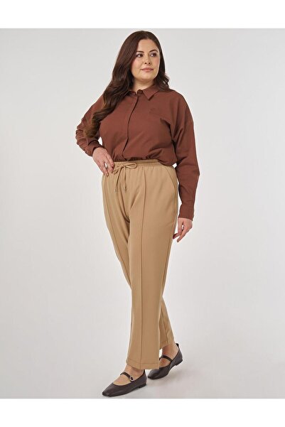 Kayra Çima Stitched Carrot Pants Beige