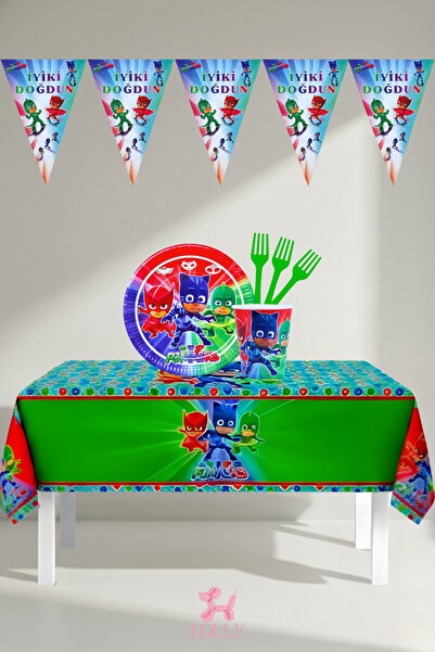 LOLLY PARTY 16 Kişilik Pijamaskeliler Temalı Doğum Günü Parti Seti