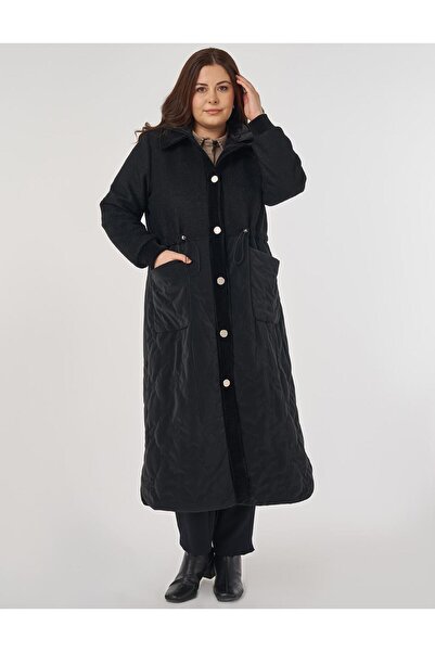 Kayra Torba Cepli Leather Coat Black