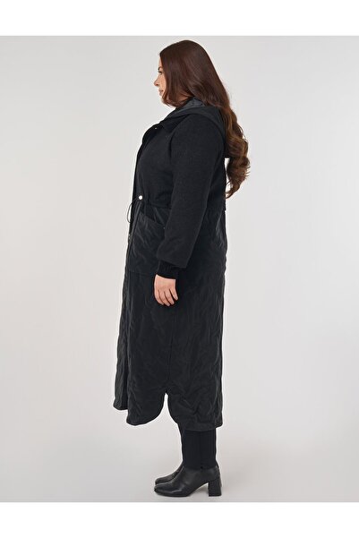Kayra Torba Cepli Leather Coat Black