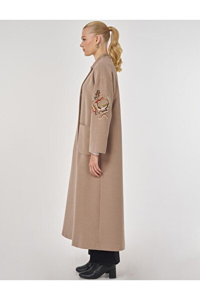 Kayra Embroidered Cashmere Coat Mink