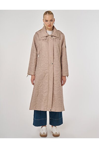 Kayra Wide Collar Quilted Coat Mink