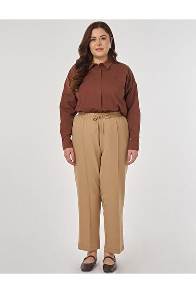 Kayra Çima Stitched Carrot Pants Beige