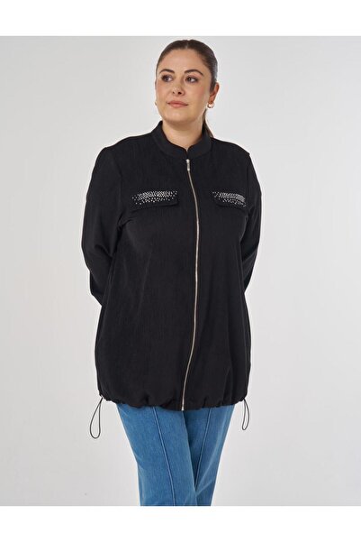 Kayra Sweatshirt with Cap Pocket Detail Black